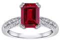 Star K Emerald Cut 8x6 Created Ruby Antique Vintage Style Solitaire Engagement Promise Ring