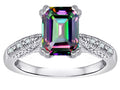 Star K Emerald Cut 8x6 Rainbow Mystic Topaz Antique Vintage Style Solitaire Engagement Promise Ring