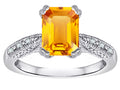 Star K Emerald Cut 8x6 Genuine Citrine Antique Vintage Style Solitaire Engagement Promise Ring