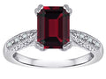 Star K Emerald Cut 8x6 Genuine Garnet Antique Vintage Style Solitaire Engagement Promise Ring