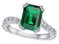 Star K Antique Vintage Style Emerald Cut 8x6 Simulated Emerald Solitaire Engagement Promise Ring