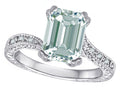 Star K Antique Vintage Style Emerald Cut 8x6 Genuine Aquamarine Solitaire Engagement Promise Ring