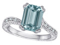 Star K Antique Vintage Style Emerald Cut 8x6 Genuine Sky Blue Topaz Solitaire Engagement Promise Ring