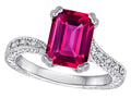 Star K Antique Vintage Style Emerald Cut 8x6 Simulated Pink Tourmaline Solitaire Engagement Promise Ring