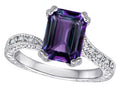 Star K Antique Vintage Style Emerald Cut 8x6 Simulated Alexandrite Solitaire Engagement Promise Ring