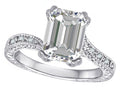 Star K Antique Vintage Style Emerald Cut 8x6 Genuine White Topaz Solitaire Engagement Promise Ring