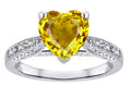 Star K Heart Shape 8mm Genuine Citrine Antique Vintage Style Solitaire Engagement Promise Ring