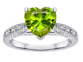Star K Heart Shape 8mm Genuine Peridot Antique Vintage Style Solitaire Engagement Promise Ring