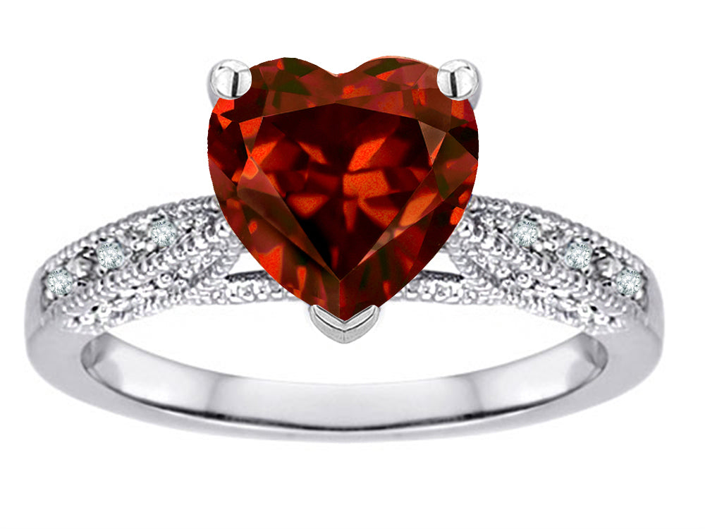 Star K Heart Shape 8mm Genuine Garnet Antique Vintage Style Solitaire Engagement Promise Ring