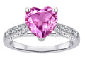 Star K Heart Shape 8mm Created Pink Sapphire Antique Vintage Style Solitaire Engagement Promise Ring