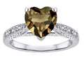 Star K Heart Shape 8mm Genuine Smoky Quartz Antique Vintage Style Solitaire Engagement Promise Ring