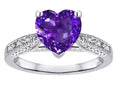Star K Heart Shape 8mm Genuine Amethyst Antique Vintage Style Solitaire Engagement Promise Ring
