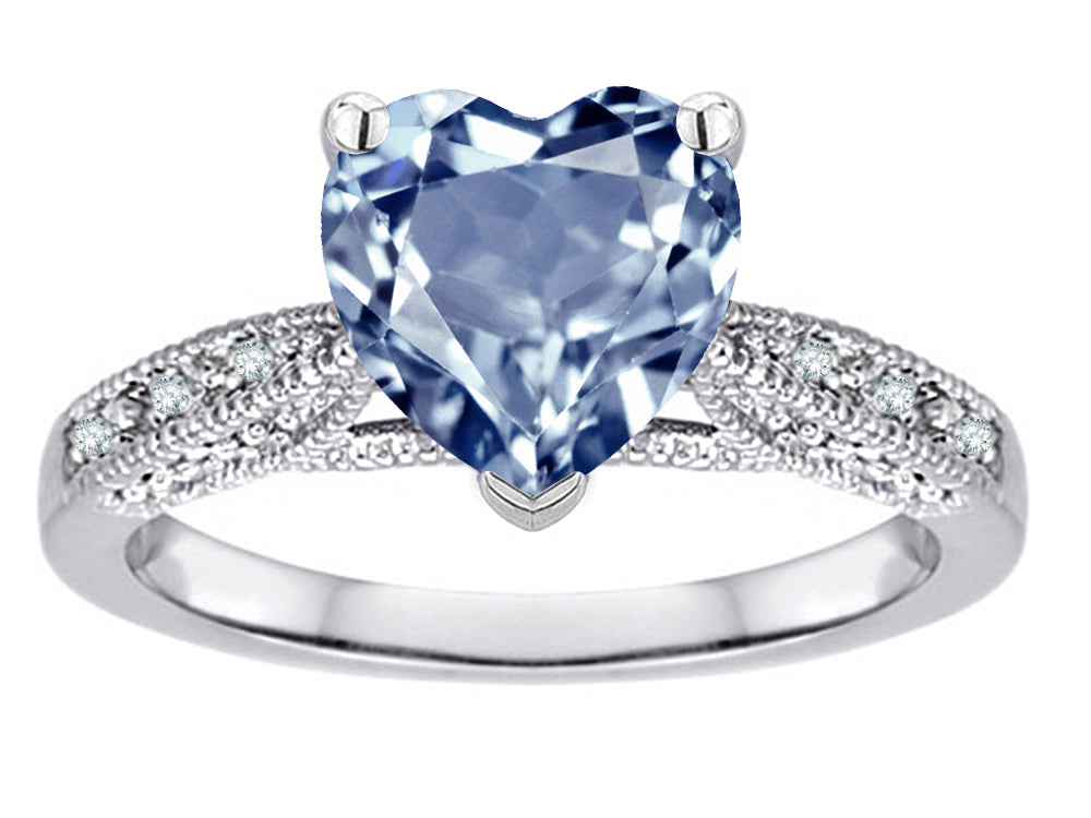 Star K Heart Shape 8mm Genuine Sky Blue Topaz Antique Vintage Style Solitaire Engagement Promise Ring