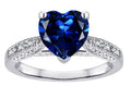 Star K Heart Shape 8mm Created Sapphire Antique Vintage Style Solitaire Engagement Promise Ring