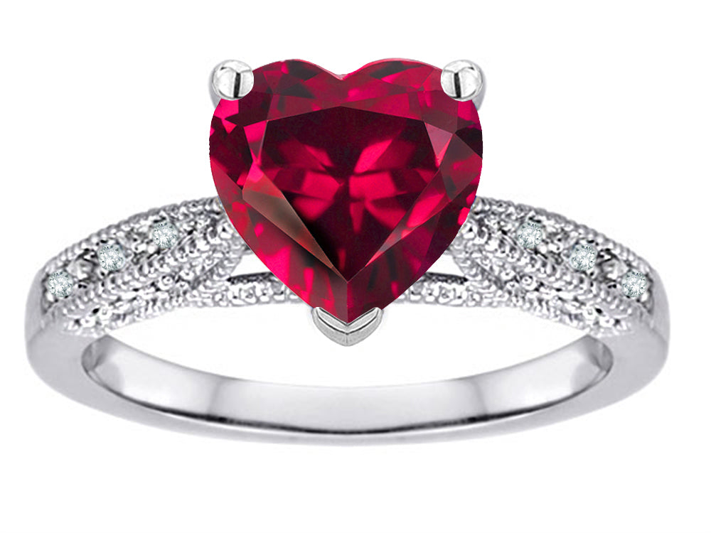 Star K Heart Shape 8mm Created Ruby Antique Vintage Style Solitaire Engagement Promise Ring