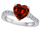 Star K Antique Vintage Style Heart Shape 8mm Genuine Garnet Solitaire Engagement Promise Ring