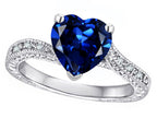 Star K Antique Vintage Style Heart Shape 8mm Created Sapphire Solitaire Engagement Promise Ring