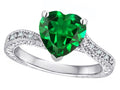 Star K Antique Vintage Style Heart Shape 8mm Simulated Emerald Solitaire Engagement Promise Ring