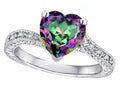 Star K Antique Vintage Style Heart Shape 8mm Rainbow Mystic Topaz Solitaire Engagement Promise Ring