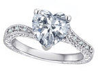 Star K Antique Vintage Style Heart Shape 8mm Genuine White Topaz Solitaire Engagement Promise Ring