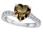 Star K Antique Vintage Style Heart Shape 8mm Genuine Smoky Quartz Solitaire Engagement Promise Ring