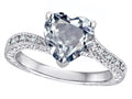 Star K Antique Vintage Style Heart Shape 8mm Genuine Aquamarine Solitaire Engagement Promise Ring
