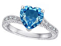 Star K Antique Vintage Style Heart Shape 8mm Genuine Blue Topaz Solitaire Engagement Promise Ring
