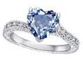 Star K Antique Vintage Style Heart Shape 8mm Genuine Sky Blue Topaz Solitaire Engagement Promise Ring