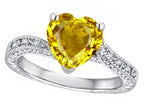 Star K Antique Vintage Style Heart Shape 8mm Genuine Citrine Solitaire Engagement Promise Ring