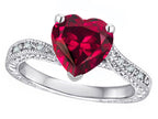 Star K Antique Vintage Style Heart Shape 8mm Created Ruby Solitaire Engagement Promise Ring