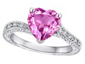 Star K Antique Vintage Style Heart Shape 8mm Created Pink Sapphire Solitaire Engagement Promise Ring