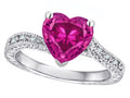 Star K Antique Vintage Style Heart Shape 8mm Simulated Pink Tourmaline Solitaire Engagement Promise Ring