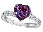 Star K Antique Vintage Style Heart Shape 8mm Simulated Alexandrite Solitaire Engagement Promise Ring