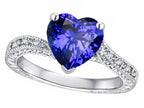 Star K Antique Vintage Style Heart Shape 8mm Simulated Tanzanite Solitaire Engagement Promise Ring