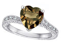 Star K Antique Vintage Style Heart Shape 8mm Genuine Smoky Quartz Solitaire Engagement Promise Ring