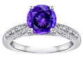 Star K Round 7mm Genuine Amethyst Antique Vintage Style Solitaire Engagement Promise Ring