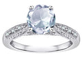 Star K Round 7mm Genuine Aquamarine Antique Vintage Style Solitaire Engagement Promise Ring