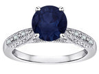 Star K Round 7mm Genuine Sapphire Antique Vintage Style Solitaire Engagement Promise Ring