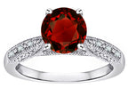 Star K Round 7mm Genuine Garnet Antique Vintage Style Solitaire Engagement Promise Ring