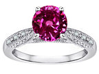 Star K Round 7mm Simulated Pink Tourmaline Antique Vintage Style Solitaire Engagement Promise Ring