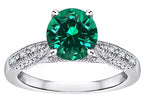 Star K Round 7mm Simulated Emerald Antique Vintage Style Solitaire Engagement Promise Ring