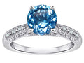 Star K Round 7mm Genuine Blue Topaz Antique Vintage Style Solitaire Engagement Promise Ring