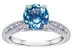 Star K Round 7mm Genuine Blue Topaz Antique Vintage Style Solitaire Engagement Promise Ring