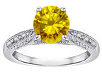 Star K Round 7mm Genuine Citrine Antique Vintage Style Solitaire Engagement Promise Ring