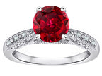 Star K Round 7mm Created Ruby Antique Vintage Style Solitaire Engagement Promise Ring