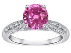 Star K Round 7mm Created Pink Sapphire Antique Vintage Style Solitaire Engagement Promise Ring