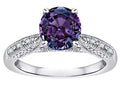 Star K Round 7mm Simulated Alexandrite Antique Vintage Style Solitaire Engagement Promise Ring