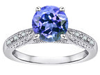 Star K Round 7mm Simulated Tanzanite Antique Vintage Style Solitaire Engagement Promise Ring