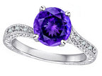 Star K Antique Vintage Style Round 7mm Genuine Amethyst Solitaire Engagement Promise Ring