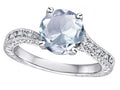 Star K Antique Vintage Style Round 7mm Genuine Aquamarine Solitaire Engagement Promise Ring